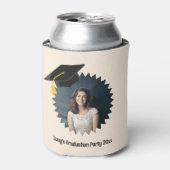 Aangepaste foto- en tekstgraduatiecap blikjeskoeler (Blikje Voorkant)