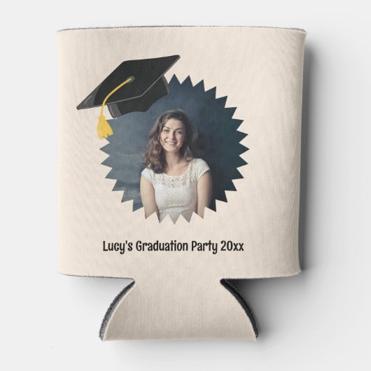 Aangepaste foto- en tekstgraduatiecap blikjeskoeler (Voorkant)