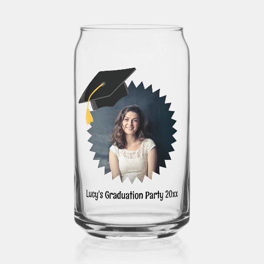 Aangepaste foto- en tekstgraduatiecap blikvorm glas (Voorkant)