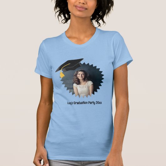Aangepaste foto- en tekstgraduatiecap t-shirt (Voorkant)