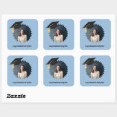 Aangepaste foto- en tekstgraduatiecap vierkante sticker (Vel)