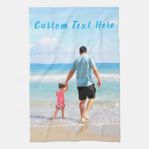 Aangepaste foto- en tekstkeukenhanddoeken geperson theedoek