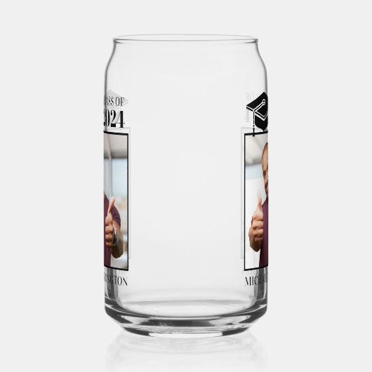 Aangepaste foto- en tekstkleur blikvorm glas (Links)