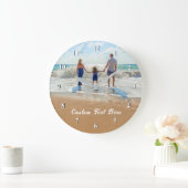 Aangepaste foto- en tekstklok - Uw familieontwerp Grote Klok (Huis)