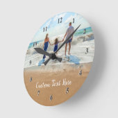 Aangepaste foto- en tekstklok - Uw ontwerp - Famil Ronde Klok (Hoek)