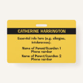 Aangepaste foto- en tekstnamen van Kinderen-ID Badge (Achterkant)