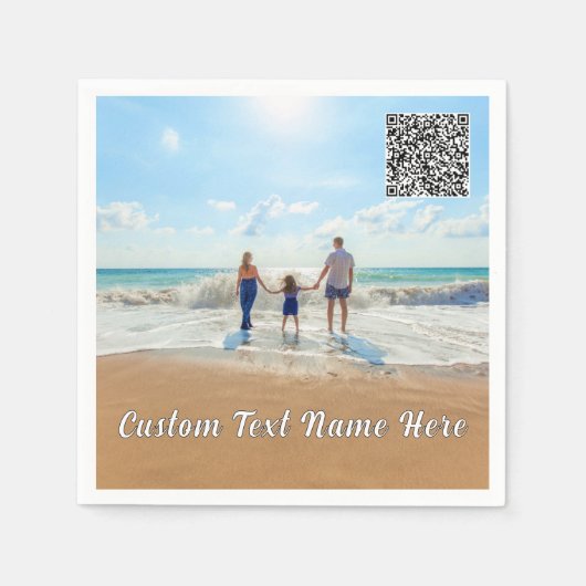 Aangepaste foto- en tekstservetten met QR-code Servet (Voorkant)