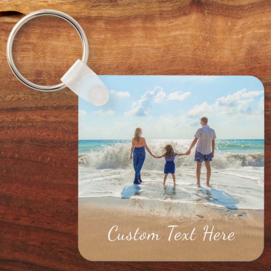 Aangepaste foto- en tekstSleutelhanger met uw fami Sleutelhanger (Voorkant)