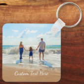 Aangepaste foto- en tekstSleutelhanger Uw familieo Sleutelhanger (Achterkant)