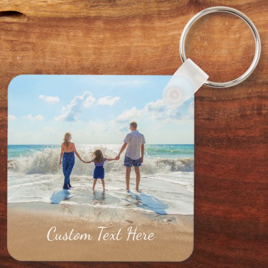 Aangepaste foto- en tekstSleutelhanger Uw familieo Sleutelhanger (Achterkant)