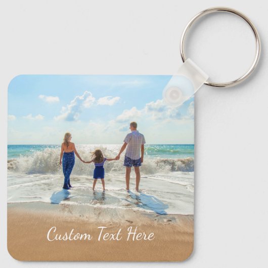 Aangepaste foto- en tekstSleutelhanger Uw familieo Sleutelhanger (Achterkant)