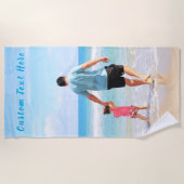 Aangepaste foto- en tekststrandhanddoek gepersonal strandlaken (Voorkant)