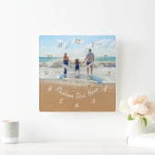 Aangepaste foto- en tekstwandklok - Familieontwerp Vierkante Klok (Huis)