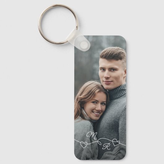 Aangepaste foto en verweven liefdesharten sleutelhanger (Voorkant)