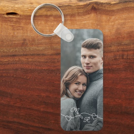 Aangepaste foto en verweven liefdesharten sleutelhanger (Voorkant)