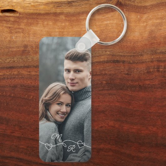 Aangepaste foto en verweven liefdesharten sleutelhanger (Achterkant)