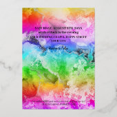 Aangepaste foto- en waterverf-regenboogbruiloft folie uitnodiging (Achterkant)