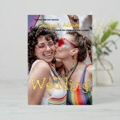 Aangepaste foto- en waterverf-regenboogbruiloft vo folie uitnodiging (Staand Voorkant)