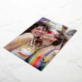 Aangepaste foto- en waterverf-regenboogbruiloft vo folie uitnodiging (Gedraaid)