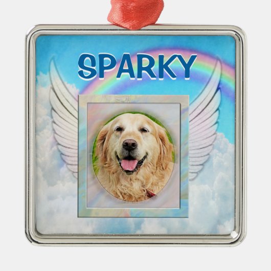 Aangepaste foto Engel Pet Memorial Metalen Ornament (Voorkant)