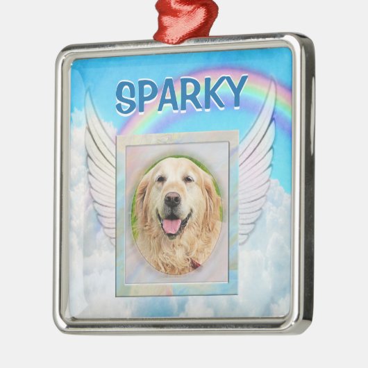 Aangepaste foto Engel Pet Memorial Metalen Ornament (Links)