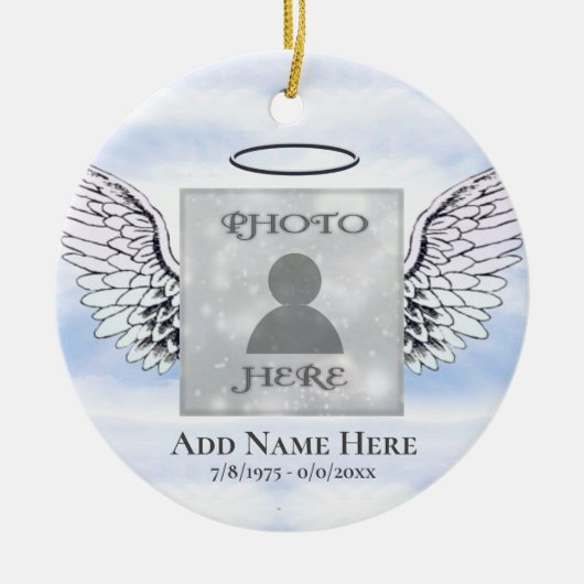 Aangepaste foto Engel Wings Memorial Ceramic Ornam Keramisch Ornament (Voorkant)