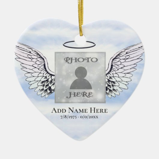 Aangepaste foto Engel Wings Memorial Ceramic Ornam Keramisch Ornament (Voorkant)