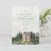 Aangepaste foto Engels herenhuis bruiloft Kaart (Staand voorkant)