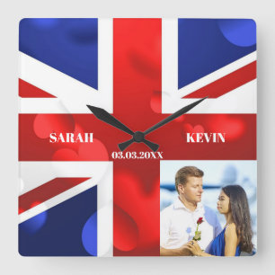 Aangepaste foto Engelstalige vlag Vierkante Klok