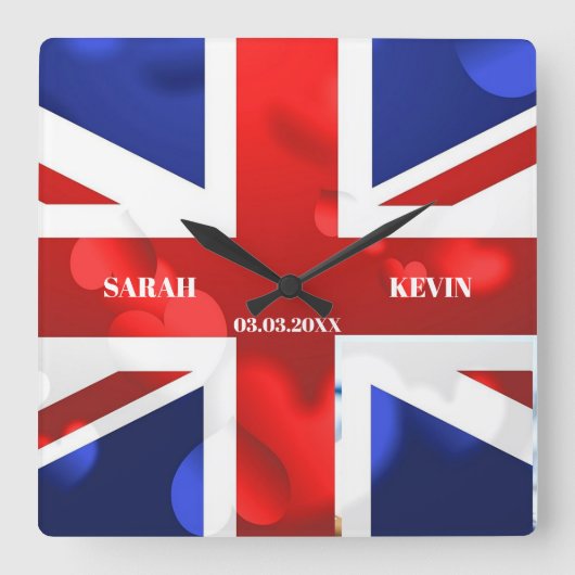 Aangepaste foto Engelstalige vlag Vierkante Klok (Voorkant)