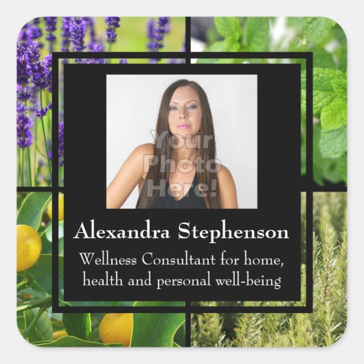 Aangepaste foto Essential Oil Business Flessenlabe Vierkante Sticker (Voorkant)