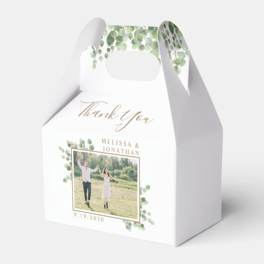 Aangepaste foto Eucalyptus Botanical Foliage Wedde Bedankdoosjes (Voorkant Zijde)
