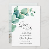 Aangepaste foto Eucalyptus bruiloft Save The Date (Voorkant / Achterkant)