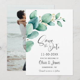 Aangepaste foto Eucalyptus bruiloft Save The Date