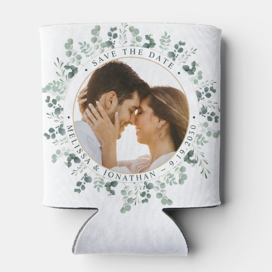 Aangepaste foto Eucalyptus bruiloft Sla de datum o Blikjeskoeler (Achterkant)