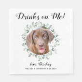 Aangepaste foto Eucalyptus Open Bar Dog Weddenscha Servet (Voorkant)