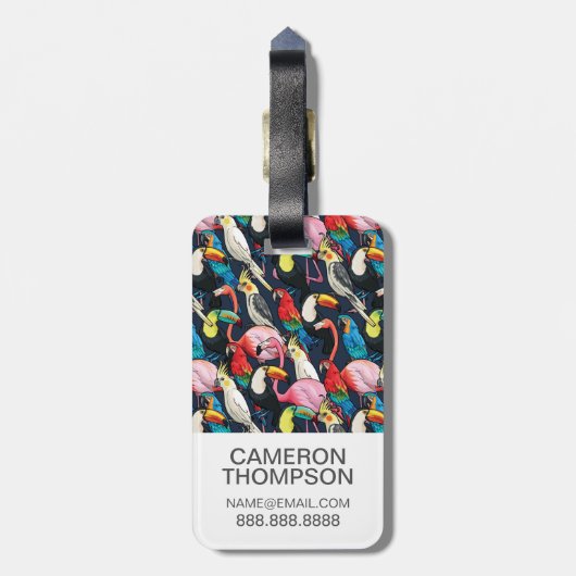 Aangepaste foto exotische vogels bagagelabel (Achterkant verticaal)