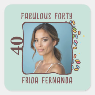 Aangepaste Foto Fabulous Veertig Verjaardagsfeest Vierkante Sticker
