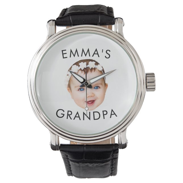 Aangepaste Foto Face Mom Oma Opa Verjaardag Horloge (Voorkant)