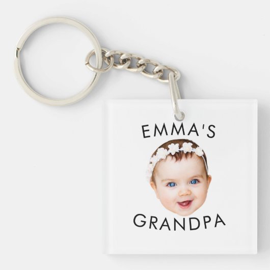 Aangepaste Foto Face Mom Oma Opa Verjaardag Sleutelhanger (voorkant)