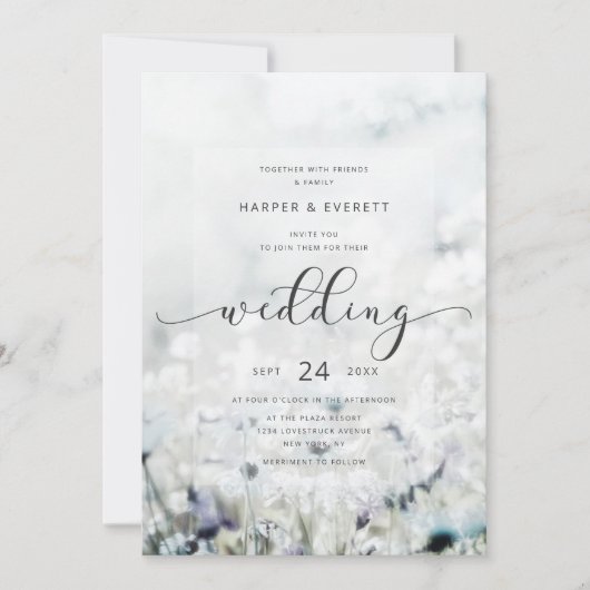 Aangepaste foto Fading Wildflower Meadow Bruiloft Kaart (Voorkant)