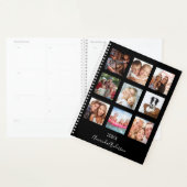 Aangepaste foto familie collage monogram zwart 202 planner (Display)
