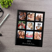 Aangepaste foto familie collage monogram zwart 202 planner