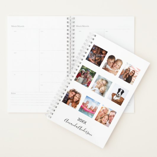 Aangepaste foto familie collage naam handtekening planner (Display)
