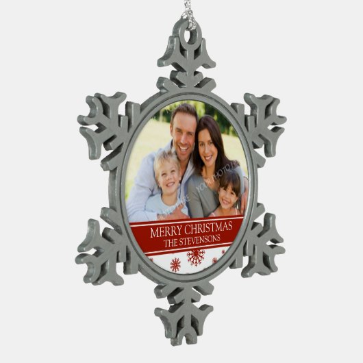 Aangepaste Foto Familie Kerst Ornament Rood (Links)