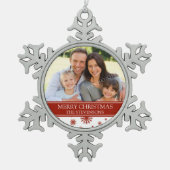 Aangepaste Foto Familie Kerst Ornament Rood (Voorkant)