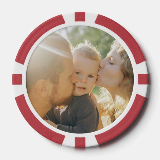 Aangepaste foto familie kus gepersonaliseerde teks poker chips (Voorkant)