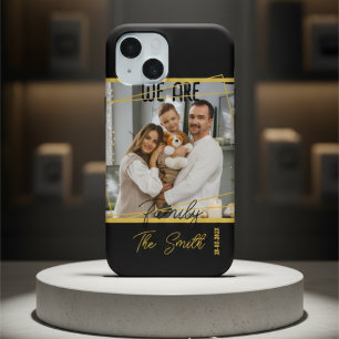 Aangepaste foto familie luxe zwart & goud aandenke iPhone 16 pro max hoesje