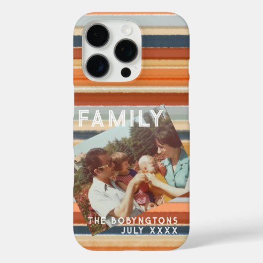 Aangepaste foto familie retro zonsondergang strepe Case-Mate iPhone case (Achterkant)