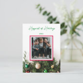 Aangepaste foto Feestdagen Ornamenten dennentakken Feestdagenkaart (Staand voorkant)